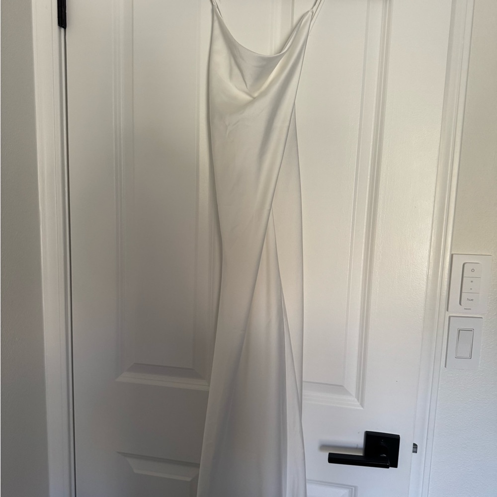 Show Me Your Mumu Verona Cowl Dress in Ivory Luxe Satin